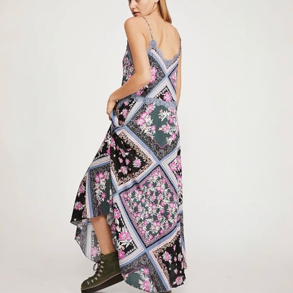 NWT Free People Intimately Stevie Printed Maxi Slip Dress Size S Graphite Combo - Picture 4 of 13